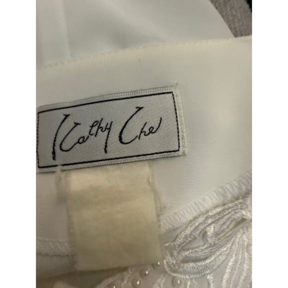 VTG Kathy Che Blouse SZ 16/18 Ivory Pearl Beads Embroidery Long Sleeve lace - Picture 3 of 5